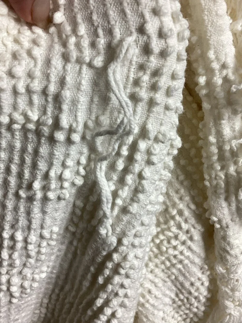 Vintage Swiss  Dot WHite Fringe Coverlet Blanket Bedspread 108x114